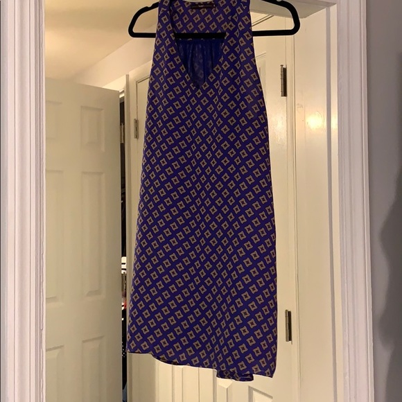 Blue and tan dress - Picture 1 of 2